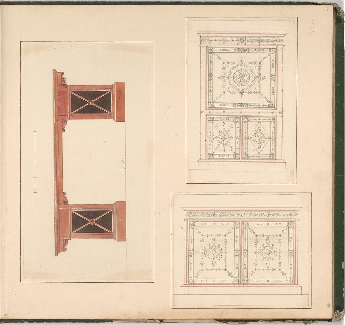 Designs for Furniture, Pierre Antoine Bellangé (French, Paris 1758–1827 Paris), Pen and black ink, graphite, and watercolor