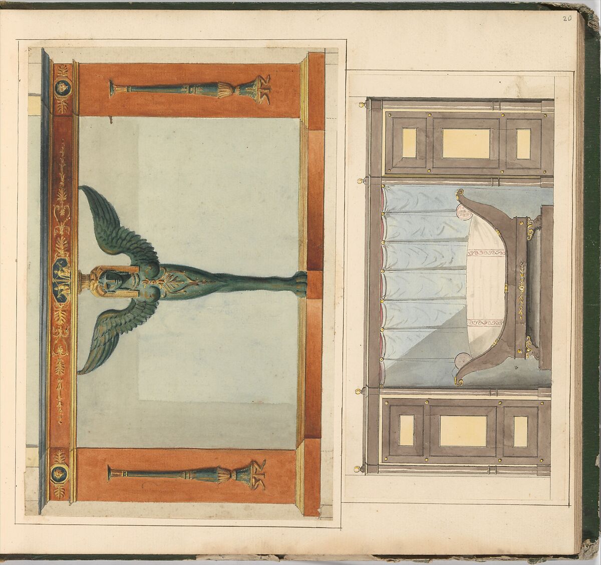 Designs for Furniture, Pierre Antoine Bellangé (French, Paris 1758–1827 Paris), Pen and black ink, graphite, and watercolor