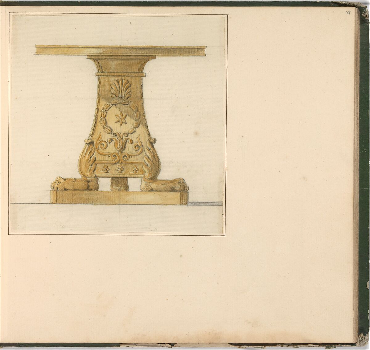 Designs for Furniture, Pierre Antoine Bellangé (French, Paris 1758–1827 Paris), Pen and black ink, graphite, and watercolor
