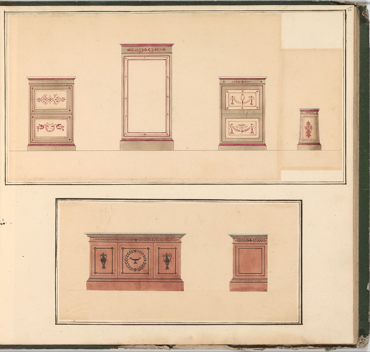 Designs for Furniture, Pierre Antoine Bellangé (French, Paris 1758–1827 Paris), Pen and black ink, graphite, and watercolor