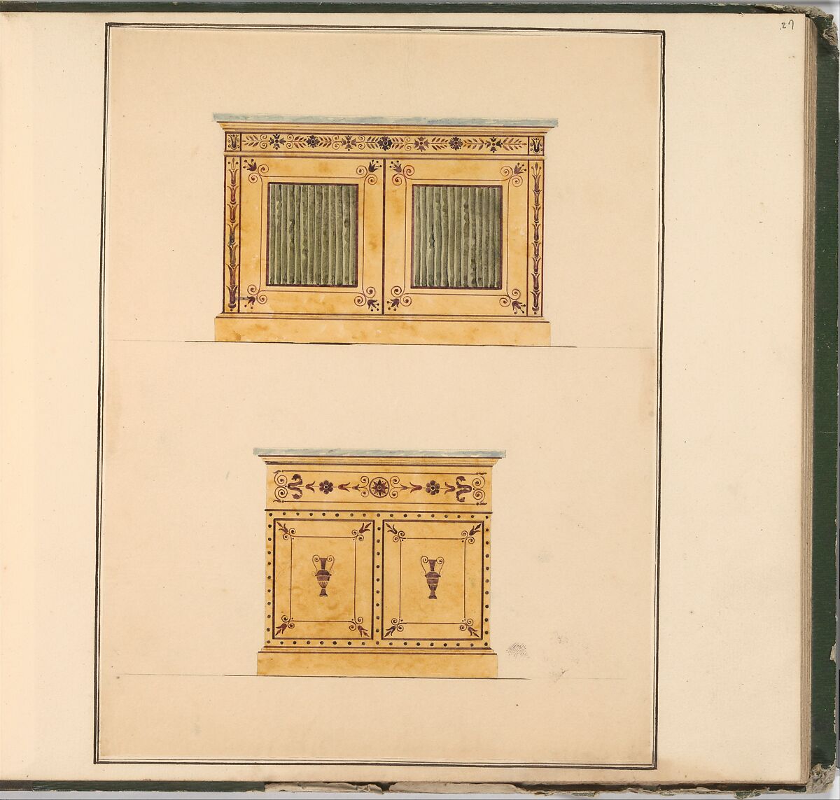 Designs for Furniture, Pierre Antoine Bellangé (French, Paris 1758–1827 Paris), Pen and black ink, graphite, and watercolor