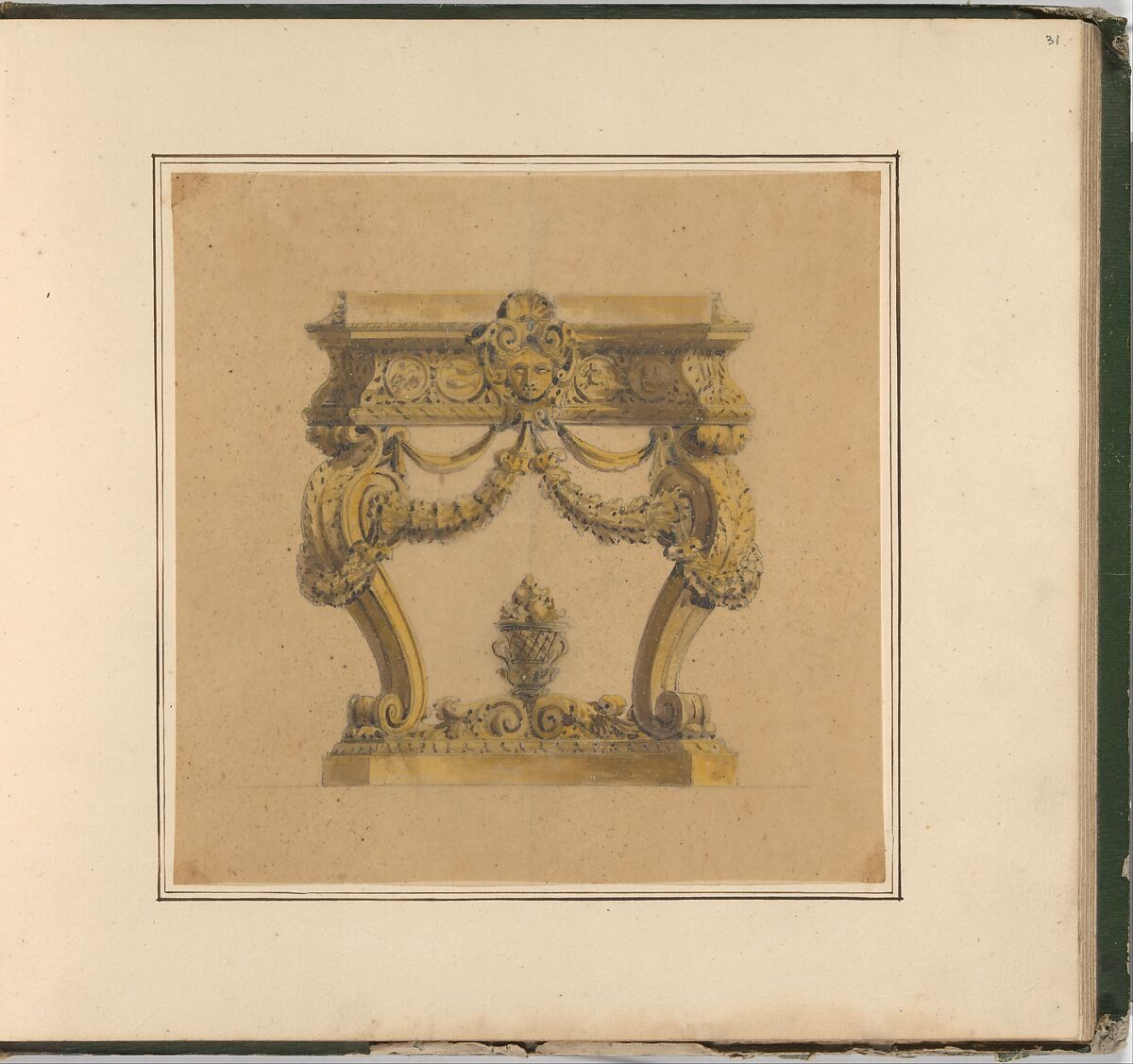 Designs for Furniture, Pierre Antoine Bellangé (French, Paris 1758–1827 Paris), Pen and black ink, graphite, and watercolor