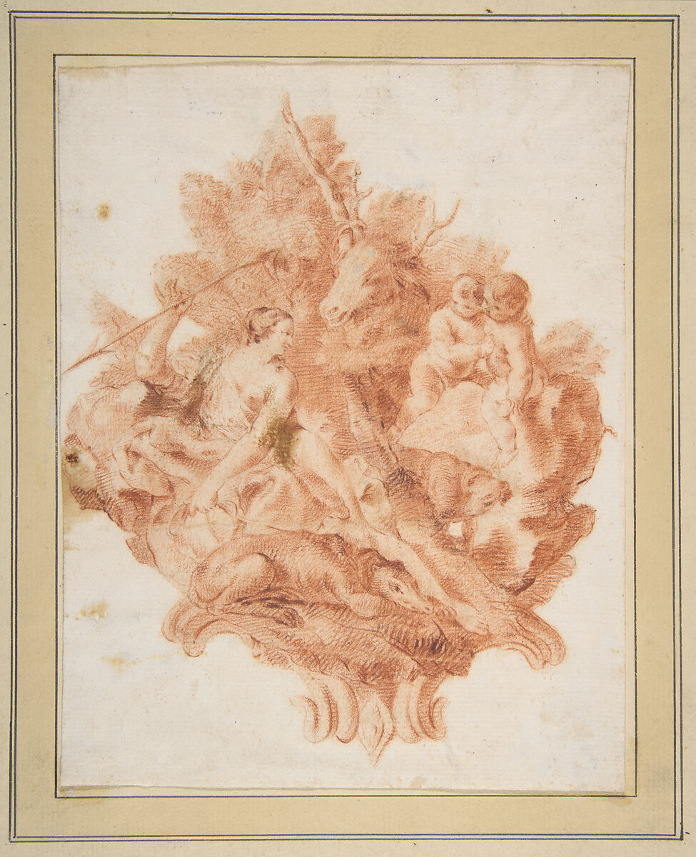 Vignette Illustrating Torquato Tasso's "Gerusalemme Liberata" (X:78), Giovanni Battista Piazzetta (Italian, Venice 1682–1754 Venice), Red chalk over traces of graphite 