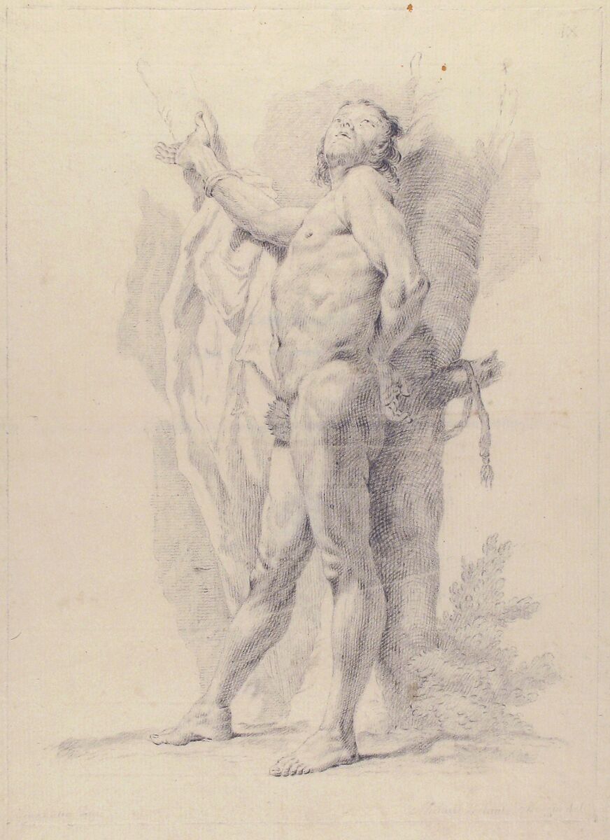 Nude Figure, After Giovanni Battista Piazzetta (Italian, Venice 1682–1754 Venice), Black chalk
