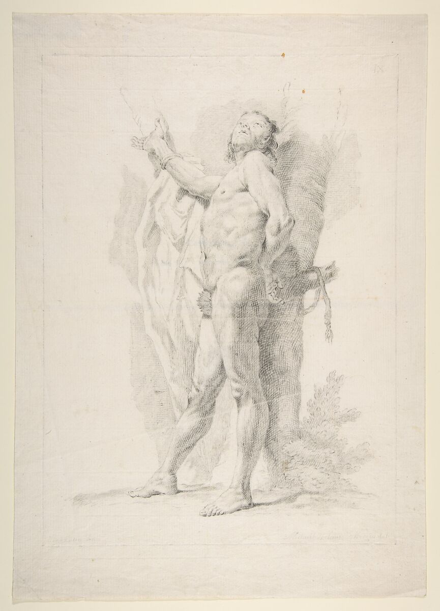 Nude Figure, After Giovanni Battista Piazzetta (Italian, Venice 1682–1754 Venice), Black chalk 