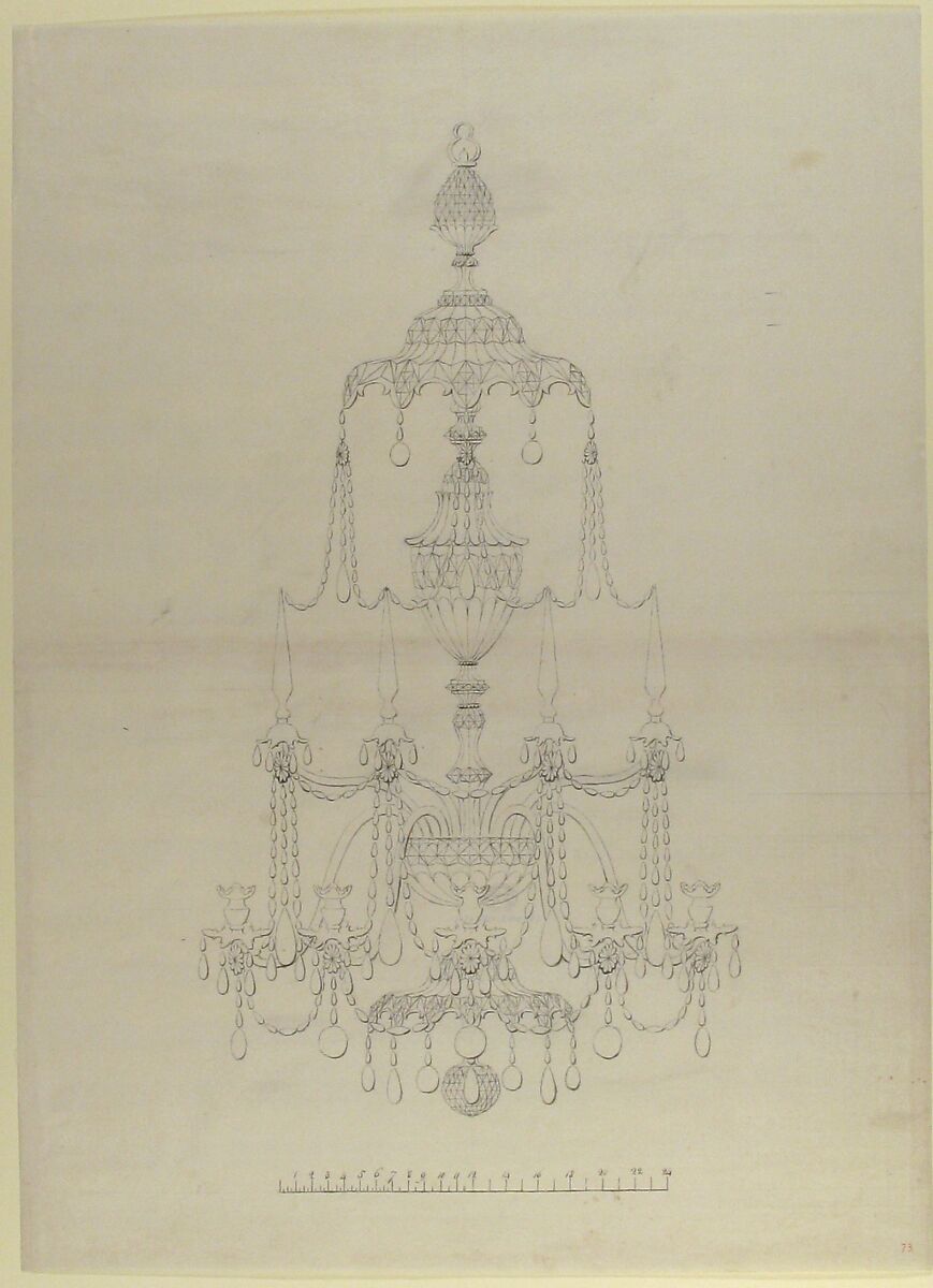 Design for a Chandelier, Anonymous, French, 18th century, Pen and black ink