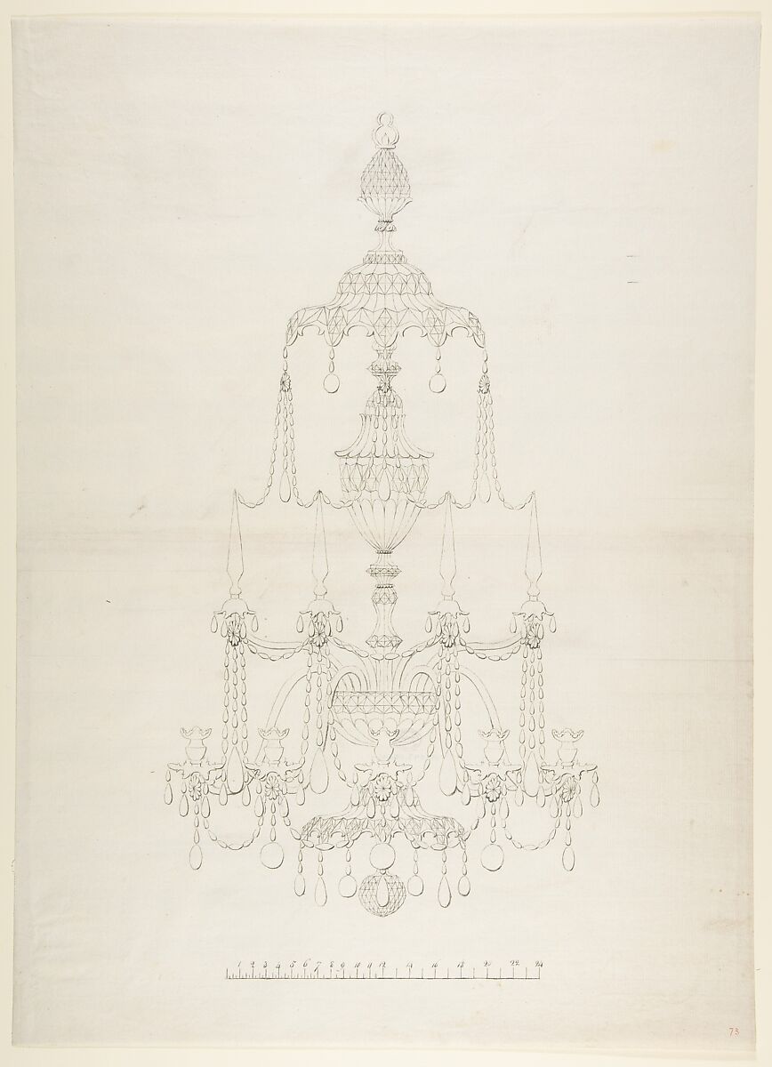 Design for a Chandelier, Anonymous, French, 18th century, Pen and black ink 