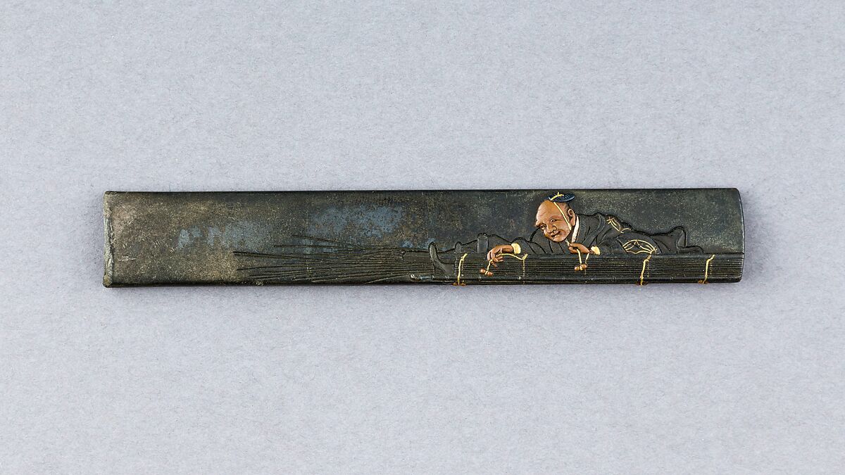 Knife Handle (Kozuka), Copper-silver aloy (shibuichi), copper, gold, copper-gold alloy (shakudō), Japanese 