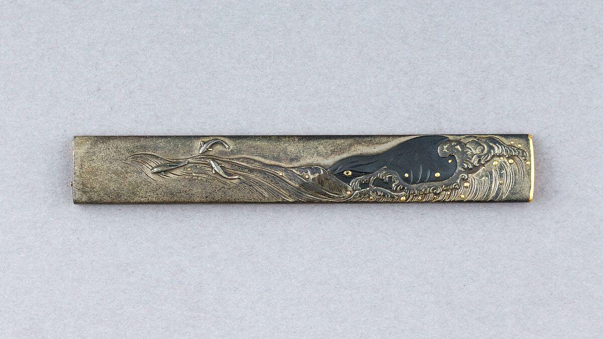 Knife Handle (Kozuka), Copper-silver alloy (shibuichi), silver, gold, copper-gold alloy (shakudō), Japanese 
