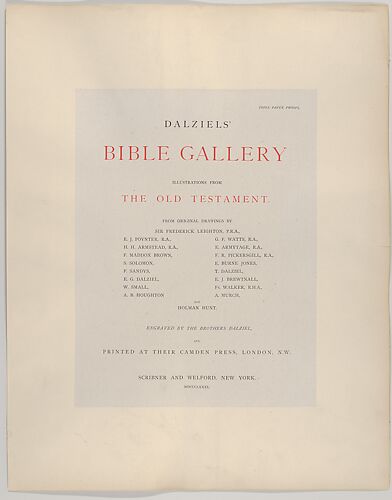 Dalziels' Bible Gallery: Illustrations from the Old Testament