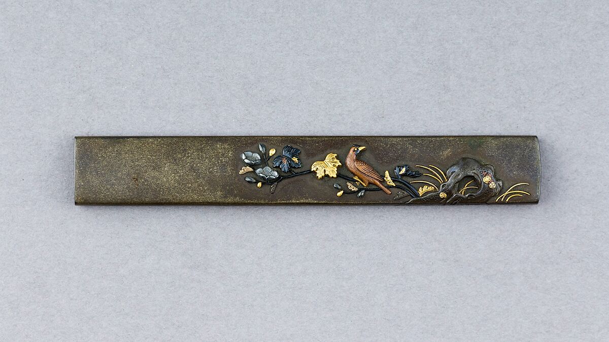 Knife Handle (Kozuka), Copper-silver alloy (shibuichi), gold, copper, silver, copper-gold alloy (shakudō), Japanese 