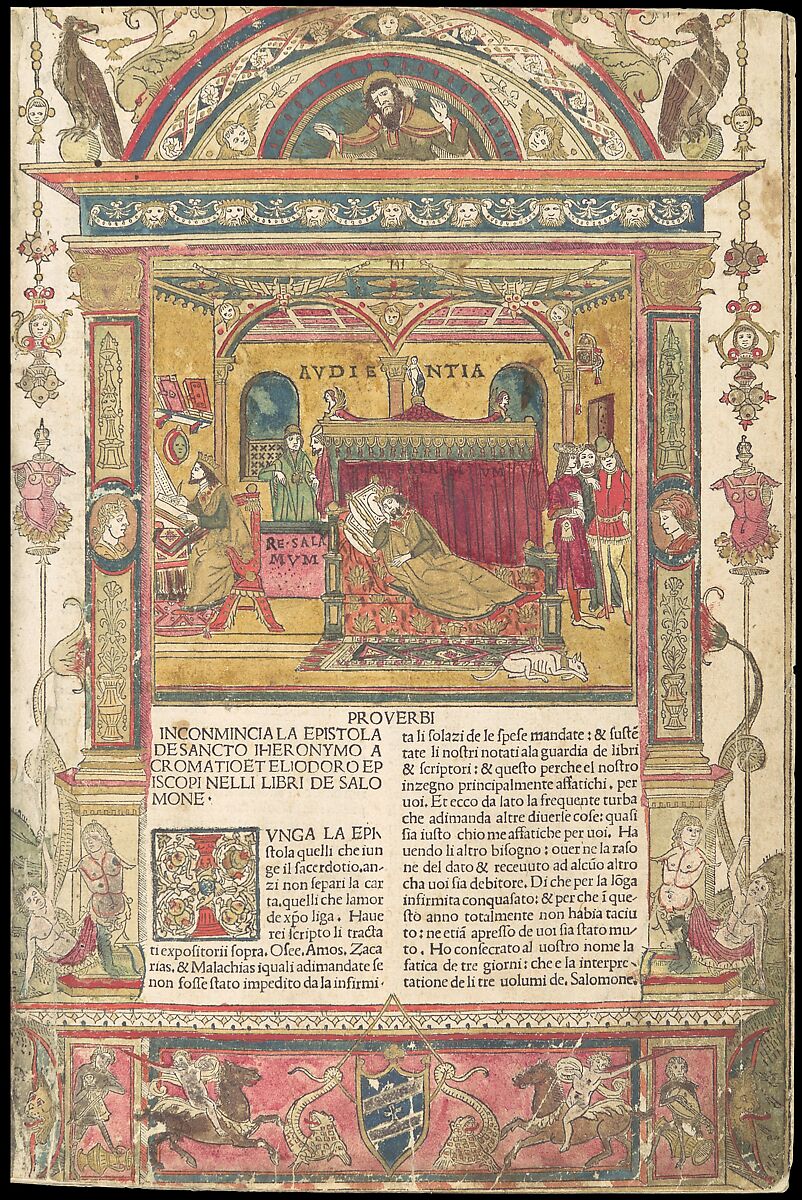The Malermi Bible, vol. II, Niccolò Malèrmi (Italian, ca. 1420–1481), Printed book with woodcut illustrations, hand-colored