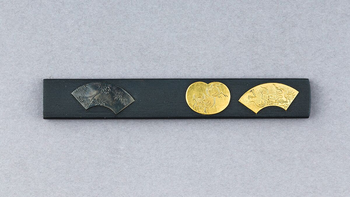 Knife Handle (Kozuka), Copper-gold alloy (shakudō), gold, silver, Japanese 