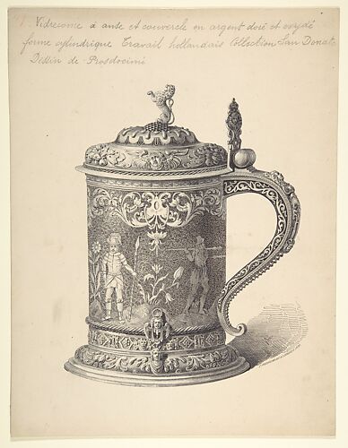 Preparatory Drawing for an Illustration of a Seventeenth-Century Dutch Tankard from the Demidov Collection