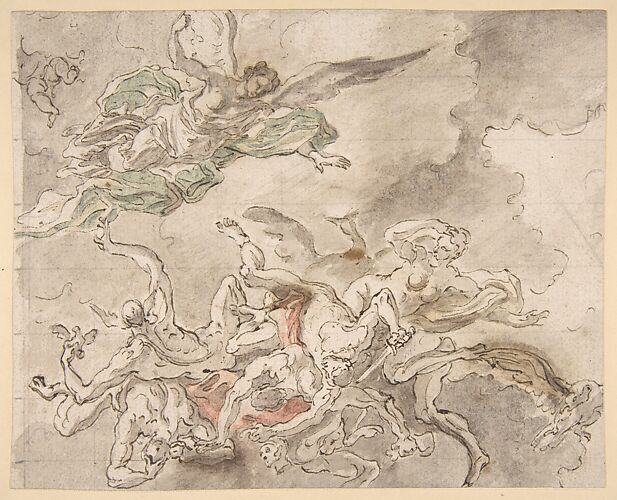 Study for the Fall of Simon Maqus, S. Paolo Maggiare, Naples, 1690