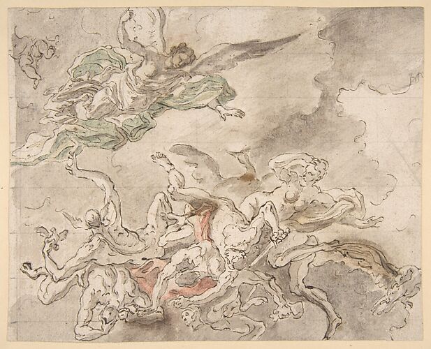 Study for the Fall of Simon Maqus, S. Paolo Maggiare, Naples