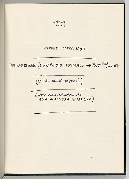 Esercizio Formale 1979, Ettore Sottsass (Italian (born Austria), Innsbruck 1917–2007 Milan), Printed book