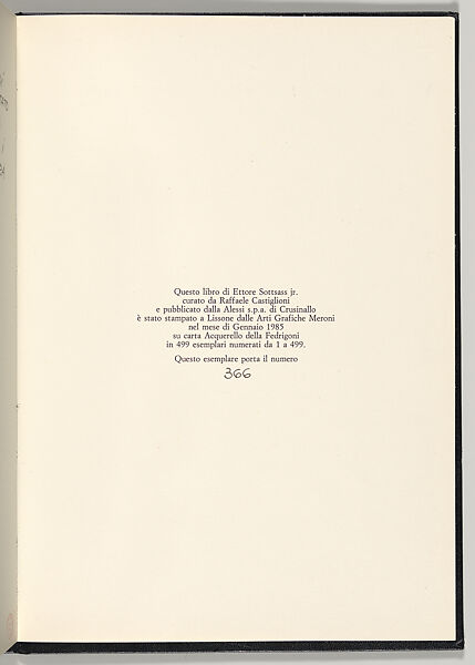Esercizio Formale 1979, Ettore Sottsass (Italian (born Austria), Innsbruck 1917–2007 Milan), Printed book