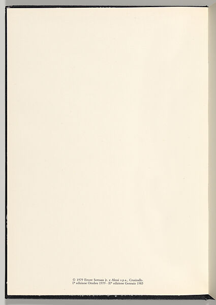 Esercizio Formale 1979, Ettore Sottsass (Italian (born Austria), Innsbruck 1917–2007 Milan), Printed book