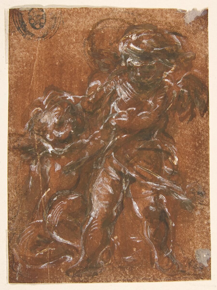 Putti, Pietro Tacca (Italian, Carrara 1577–1640 Florence), Earth red wash highlighted with white 