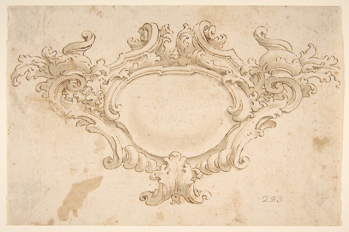 Design for Cartouche, Fortunato Tesi (Italian, 18th century), Pen and wash 