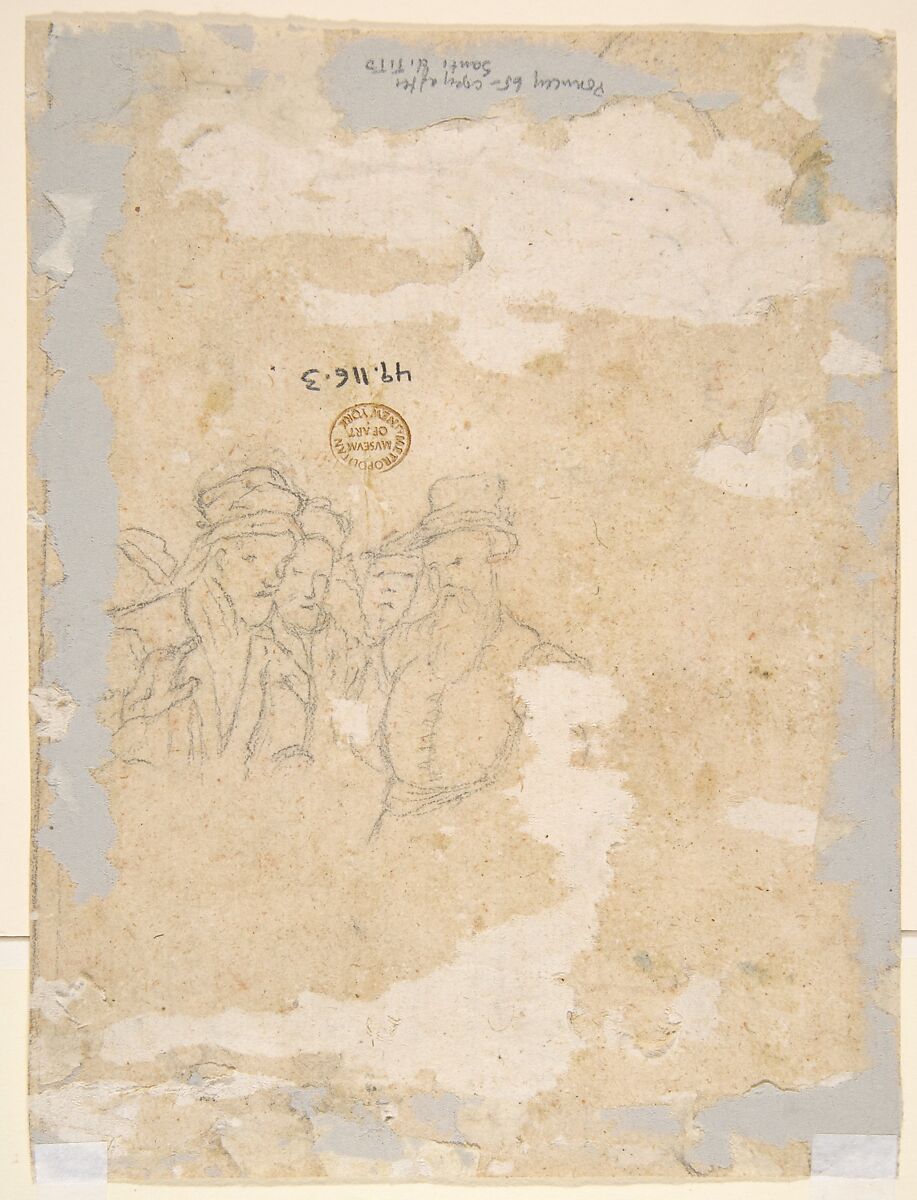 Saint Anthony of Padua Healing a Sick Man (recto); Partial Figural Studies Based on the Composition on the Recto (verso), Attributed to Tiberio Titi (Florence 1573–1622 Florence), Pen and light brown ink, over black chalk; some reworking of contours in black chalk(?) (recto); black chalk (verso)