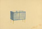 Bar Chinso [Perspective of a 2-Door Cabinet on Metal Legs], Guglielmo Ulrich (Italian, 1904–1977), Colored pencil, over graphite