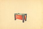 Cansolle [Perspective of a Red Laquer Cabinet], Guglielmo Ulrich (Italian, 1904–1977), Watercolor and black ink, over graphite