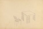 Card Table and Side Chair with Leather or Rubber Strapping (Perspective), Guglielmo Ulrich (Italian, 1904–1977), Graphite