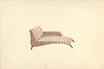 Perspective of Chaise with Quilted Leather Upholstery, Guglielmo Ulrich (Italian, 1904–1977), Brown ink and wash, over graphite