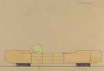 Elevation of a Daybed on Black Bases, Guglielmo Ulrich (Italian, 1904–1977), Watercolor and black ink, over graphite