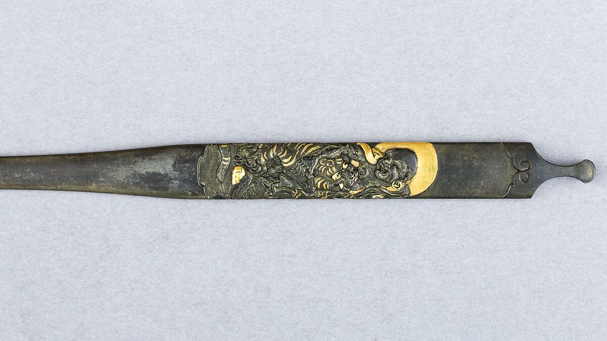 Hair Dressing Tool (Kogai), Copper-silver alloy (shibuichi), gold, Japanese