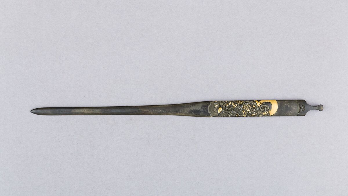 Hair Dressing Tool (Kogai), Copper-silver alloy (shibuichi), gold, Japanese 