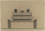 Elevation of a Side Board with Display of Ceramics, Guglielmo Ulrich (Italian, 1904–1977), Graphite
