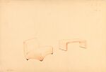 Paltrona e tavolo [Perspective of lounge chair and a U-shape table], Guglielmo Ulrich (Italian, 1904–1977), Red-brown pencil and black ink