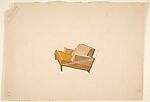 Perspective of a Lounge Chair with 2-Color Upholstery, for Agnelli