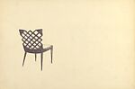 Side Chair with Lattice-Style Back (Perspective), Guglielmo Ulrich (Italian, 1904–1977), Black ink over graphite
