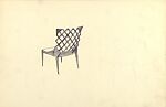 Side Chair with Lattice-Style Back (Perspective), Guglielmo Ulrich (Italian, 1904–1977), Black ink over graphite