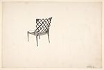 Side Chair with Lattice-Style Back (Perspective), Guglielmo Ulrich (Italian, 1904–1977), Black ink over graphite