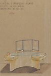 Toilette in Pergamena, Signora Bernasconi, Milano...Dis.N. 65.001, Guglielmo Ulrich (Italian, 1904–1977), Color pencils, graphite, and metallic ink