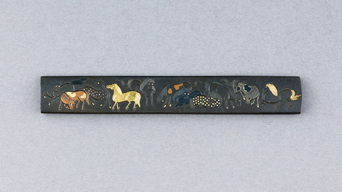 Knife Handle (Kozuka), Copper-silver alloy (shibuichi), gold, silver, copper, copper-gold alloy (shakudō), Japanese 