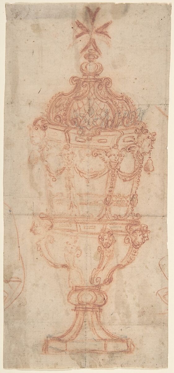 Design for a Chalice Surmounted by a Maltese Cross, Anonymous, Italian, Florentine, second half of the 16th century, Red chalk and leadpoint 