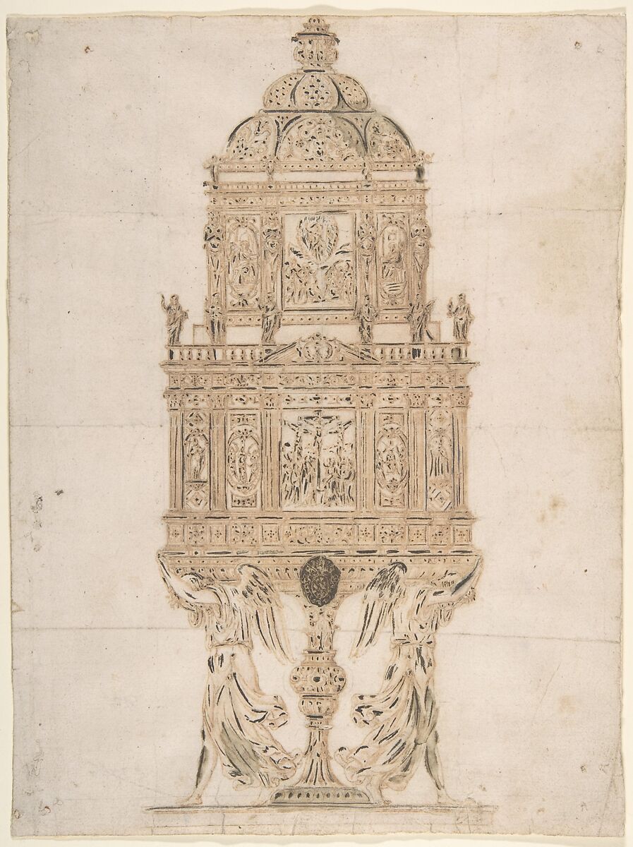 Design for a Ciborium, Anonymous, Italian, 17th century, Pen and brown ink 