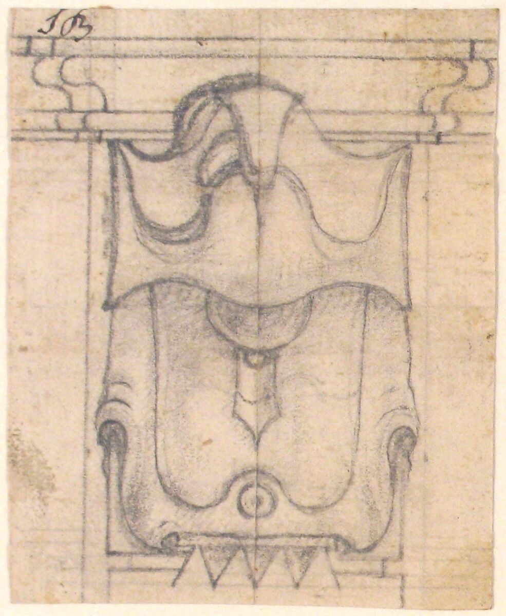 Design for a Coat of Arms Partially Covered in Drapery, Giovanni Battista Foggini (Italian, Florence 1652–1725 Florence), Black chalk and graphite