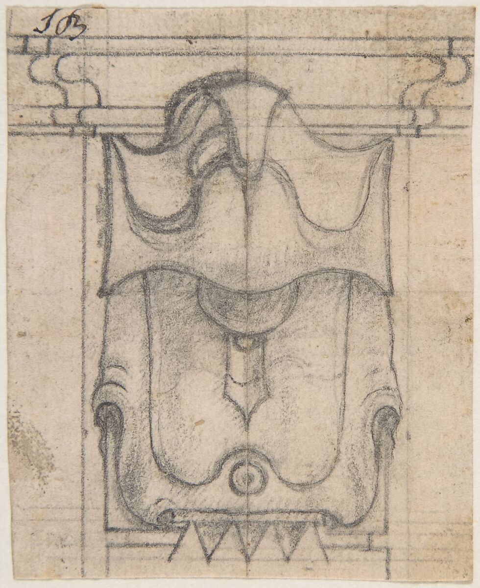 Design for a Coat of Arms Partially Covered in Drapery, Giovanni Battista Foggini (Italian, Florence 1652–1725 Florence), Black chalk and graphite 