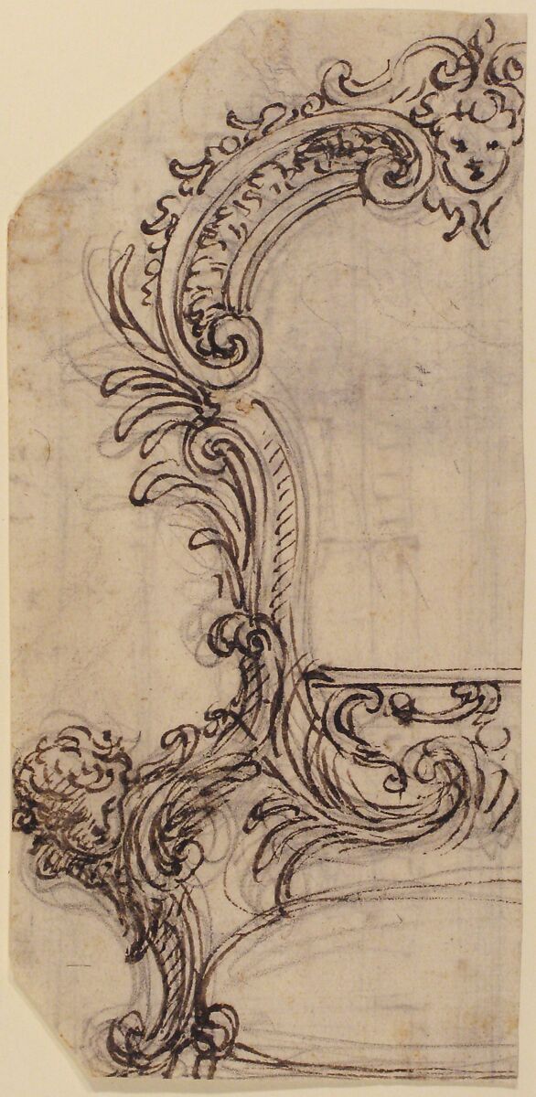 Design for the Frame of a Mirror or Fire Screen (recto); Various Sketches (verso), Giovanni Battista Foggini (Italian, Florence 1652–1725 Florence), Pen and brown ink, over black chalk (recto); pen and brown ink (verso)