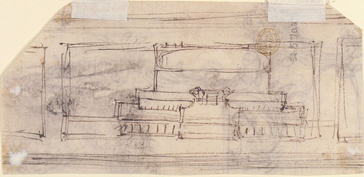 Design for the Frame of a Mirror or Fire Screen (recto); Various Sketches (verso), Giovanni Battista Foggini (Italian, Florence 1652–1725 Florence), Pen and brown ink, over black chalk (recto); pen and brown ink (verso)