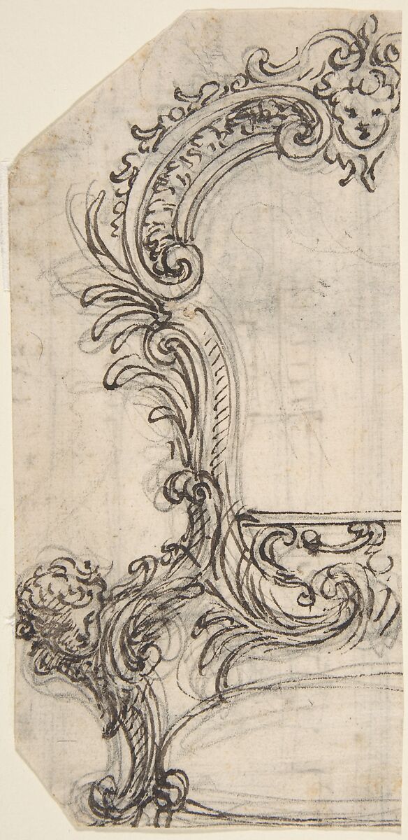 Design for the Frame of a Mirror or Fire Screen (recto); Various Sketches (verso)., Giovanni Battista Foggini (Italian, Florence 1652–1725 Florence), Pen and brown ink, over traces of black chalk. Verso: pen and brown ink 