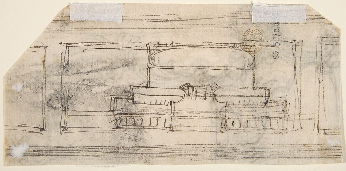 Design for the Frame of a Mirror or Fire Screen (recto); Various Sketches (verso), Giovanni Battista Foggini (Italian, Florence 1652–1725 Florence), Pen and brown ink, over black chalk (recto); pen and brown ink (verso)