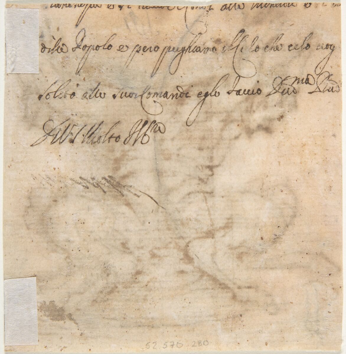 Design for the Base of a Vessel with Two Satyrs, Giovanni Battista Foggini (Italian, Florence 1652–1725 Florence), Pen and brown ink, brush and brown wash, over black chalk